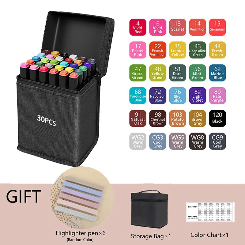 Dual-Tip Alcohol Markers Set (24-262 Colors)