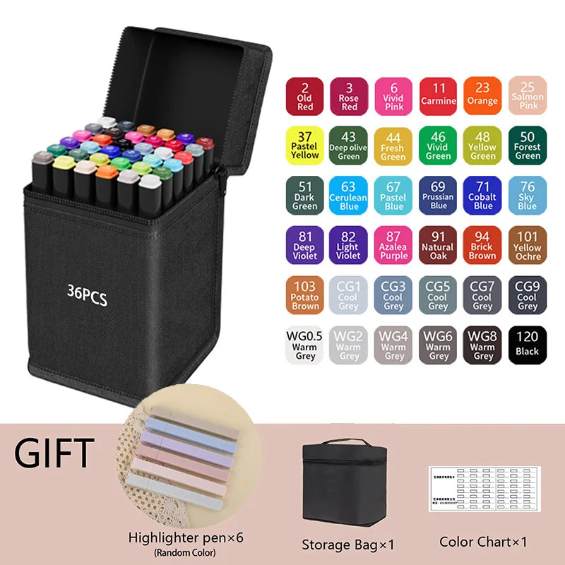 Dual-Tip Alcohol Markers Set (24-262 Colors)