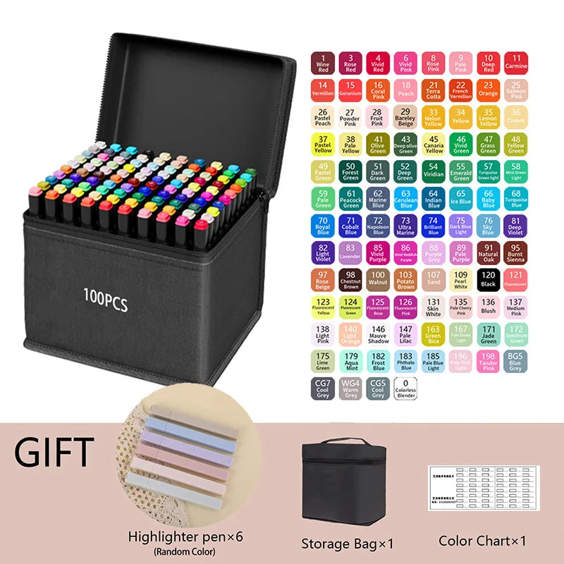 Dual-Tip Alcohol Markers Set (24-262 Colors)