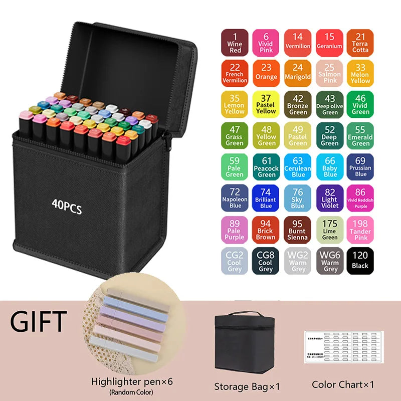 Dual-Tip Alcohol Markers Set (24-262 Colors)