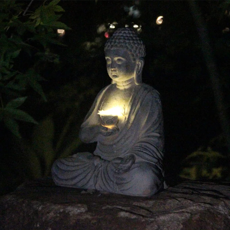 Solar Powered Buddha Statue Indoor & Outdoor Decor