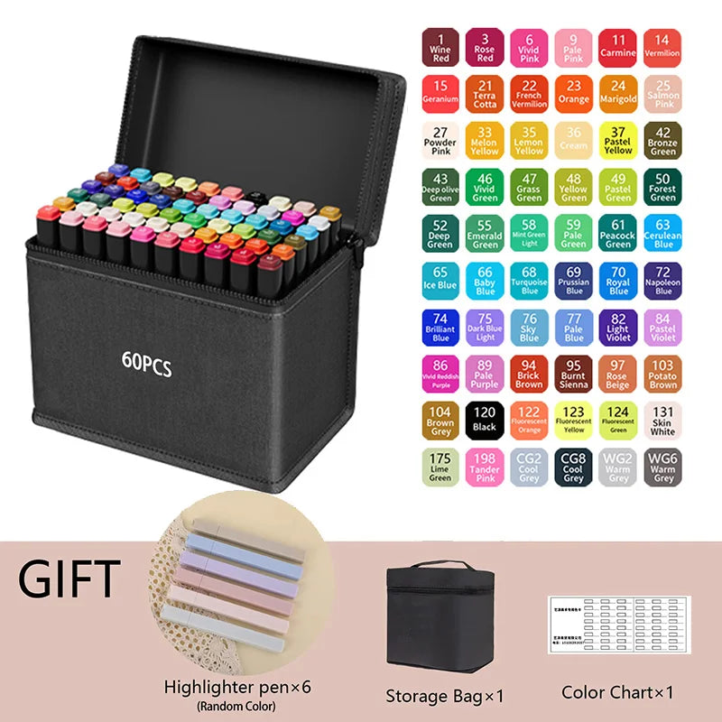 Dual-Tip Alcohol Markers Set (24-262 Colors)