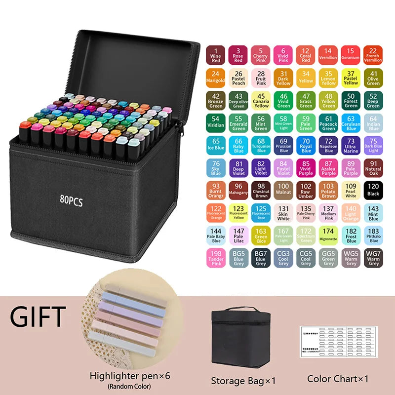 Dual-Tip Alcohol Markers Set (24-262 Colors)