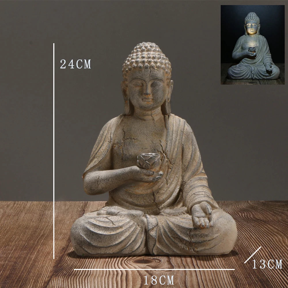 Solar Powered Buddha Statue Indoor & Outdoor Decor