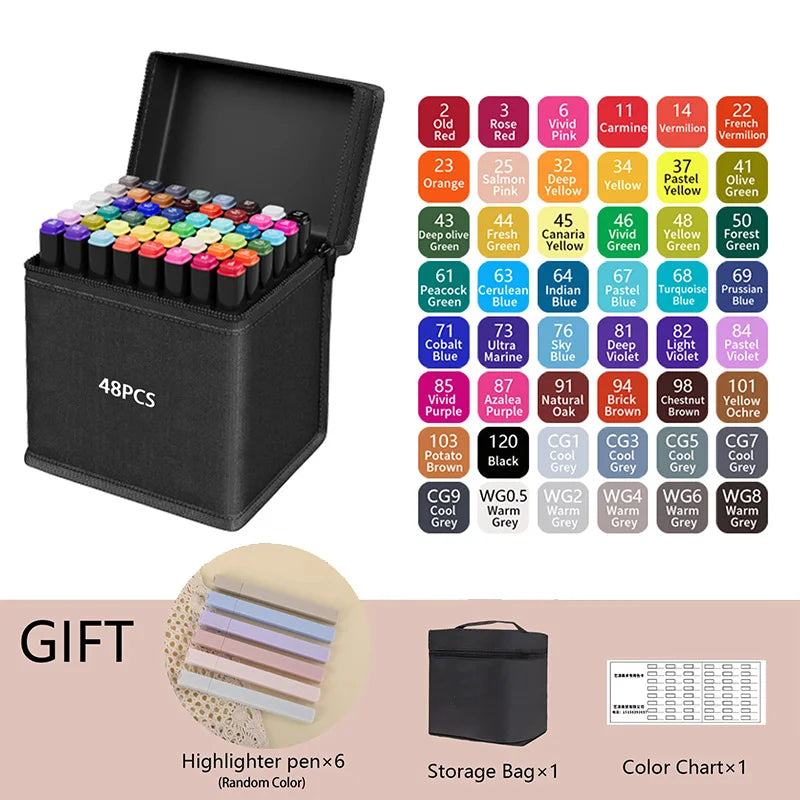 Dual-Tip Alcohol Markers Set (24-262 Colors)
