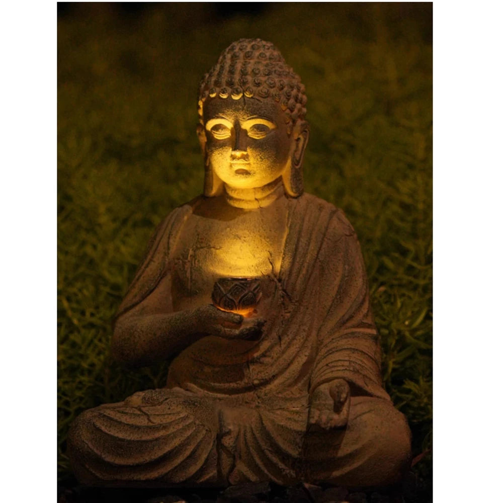 Solar Powered Buddha Statue Indoor & Outdoor Decor