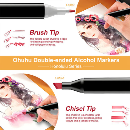 Dual-Tip Alcohol Markers Set (24-262 Colors)