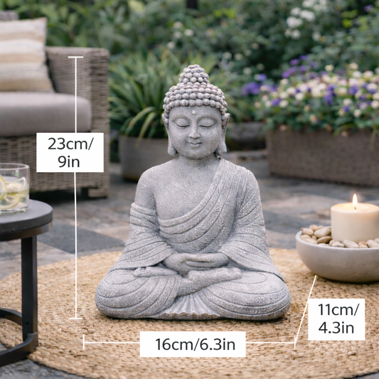 Vintage Garden Buddha Resin Statue For Indoor Outdoor 23x16cm