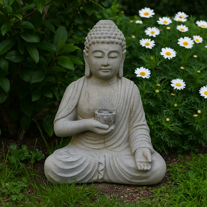 Solar Powered Buddha Statue Indoor & Outdoor Decor 24x18cm