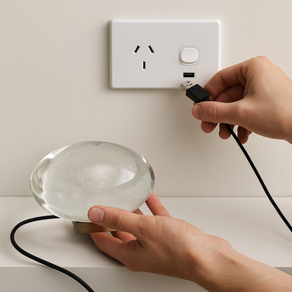 Italian LED Crystal Egg Table Lamp USB Powered