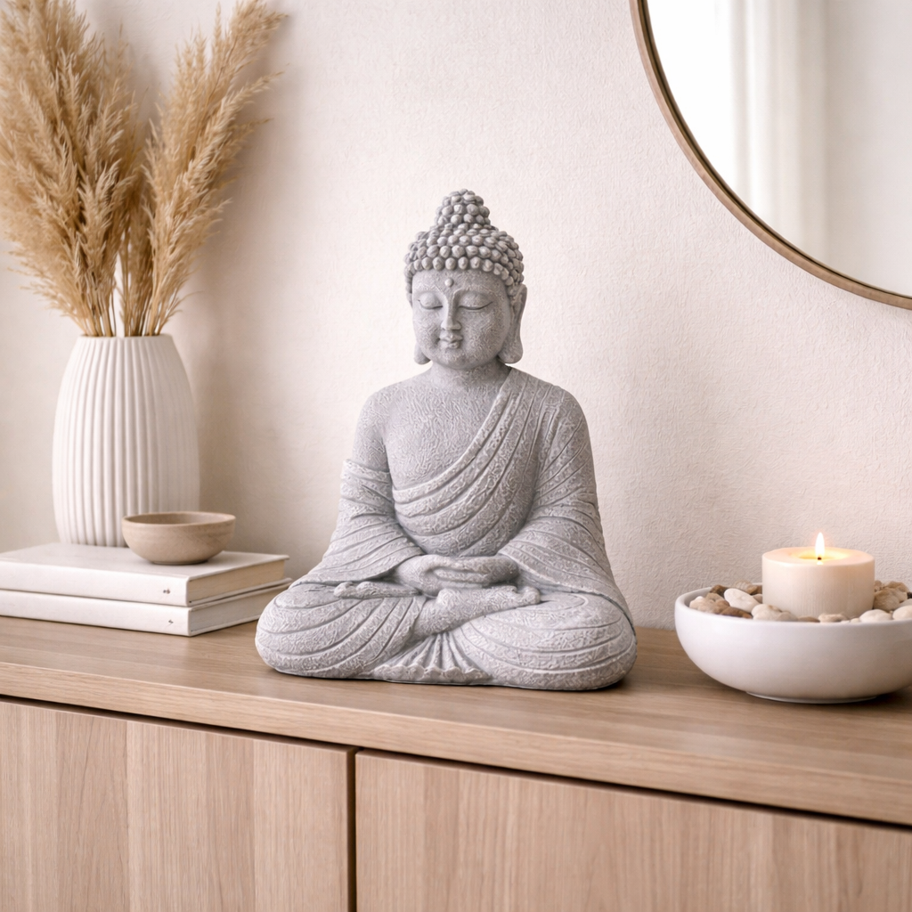 Vintage Garden Buddha Resin Statue For Indoor Outdoor 23x16cm