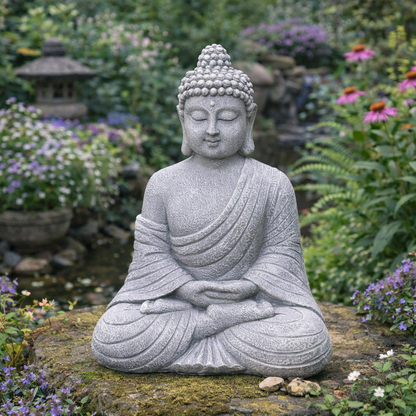 Vintage Garden Buddha Resin Statue For Indoor Outdoor 23x16cm