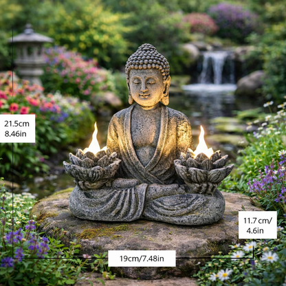 Lotus Buddha Resin Statue with LED Lights 21.5x19cm