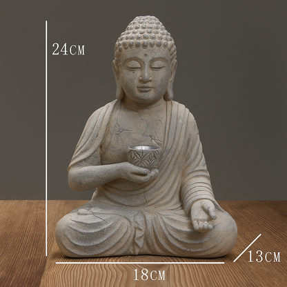 Solar Powered Buddha Statue Indoor & Outdoor Decor 24x18cm